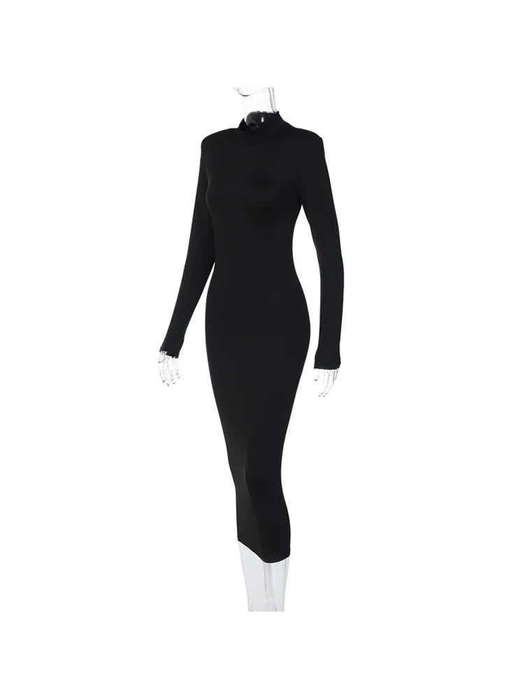 Turtleneck Black Bodycon Dress Casual Dress