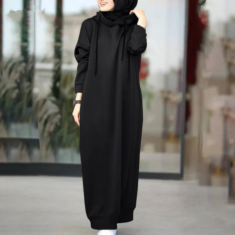 One Piece Hooded Hijab Abaya Loose Long Sleeve Kaftan Turkish Style