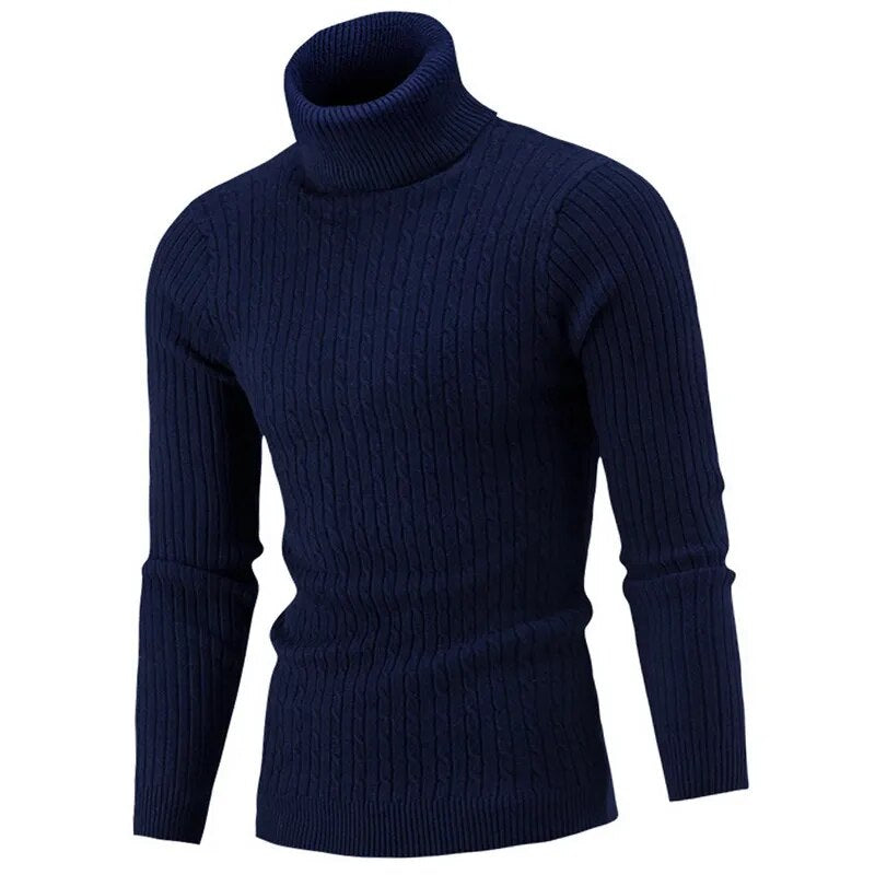 Men's Warm Sweater Long Sleeve Turtleneck Knitted Pullover