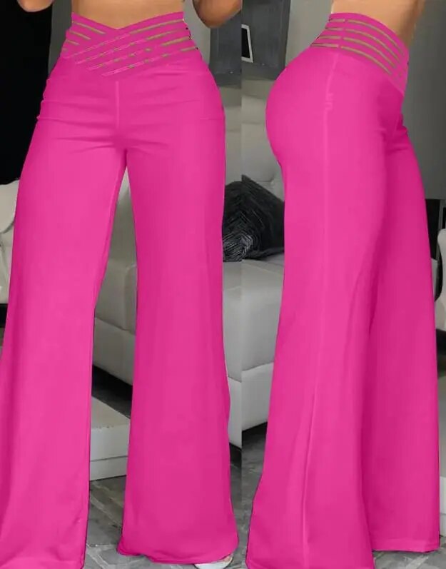 Elegant High Waist Wide Leg Bootcut Pants