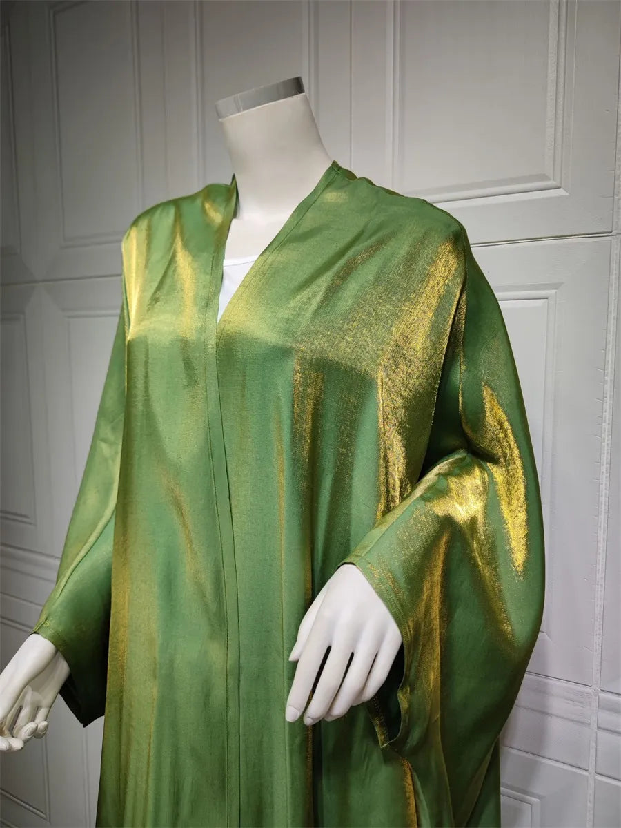 Stunning Modest Moroccan Style Casual Open Abaya Silk Satin