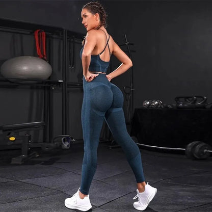 2 Pieces Seamless Yoga Set Sportswear Gym High Waist Leggings