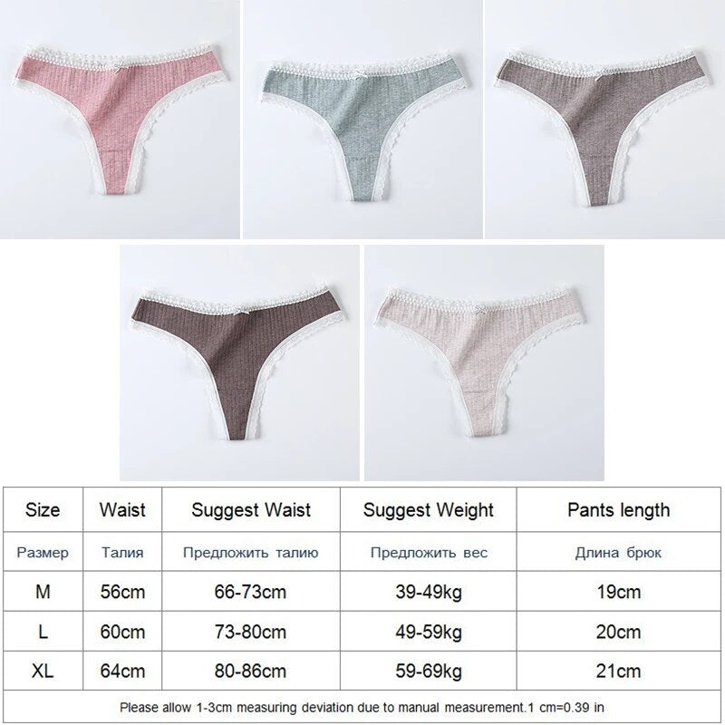 3 PACK Cotton Women G-String Underwear Thong Low Rise