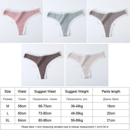 3 PACK Cotton Women G-String Underwear Thong Low Rise