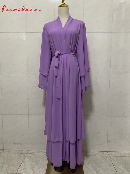 Chiffon Abaya Casual With Belt and Scarf