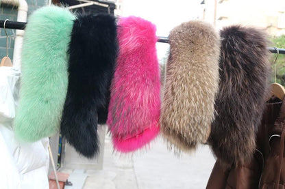 Real Raccoon Fur Collar Short Female Parkas Thick Warm Down Coat