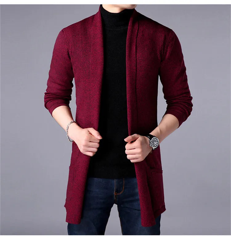 Men's Casual Hooded Knited Large Size Cardigan Long Sleeve