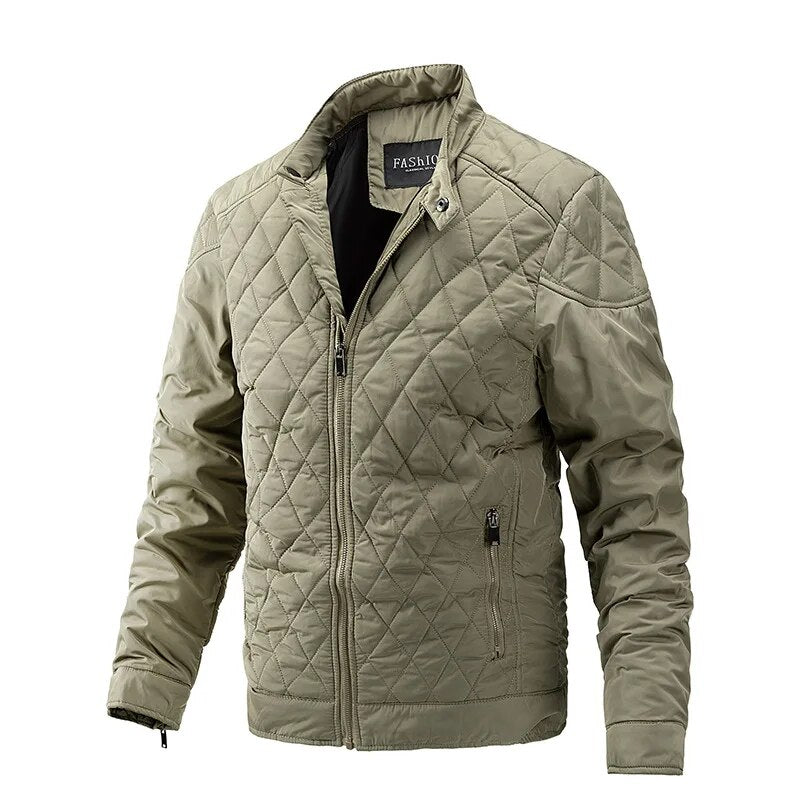 Winter Men's Light Thin Cotton Diamond Pattern Casual Jacket