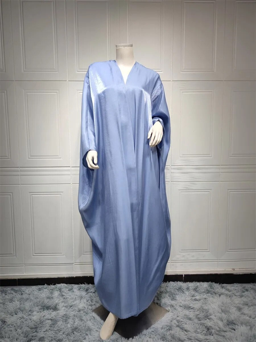 Stunning Modest Moroccan Style Casual Open Abaya Silk Satin