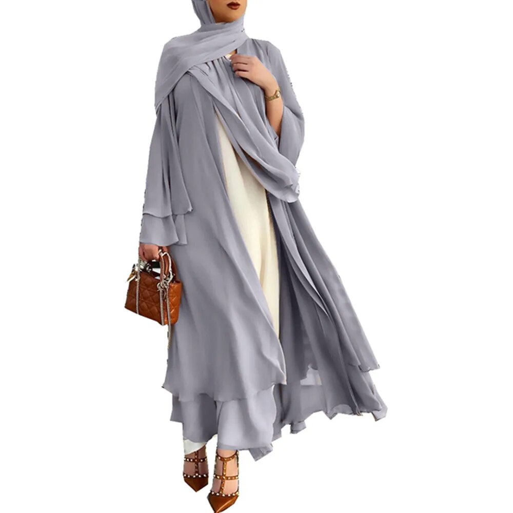 Chiffon Abaya Casual With Belt NO Scarf