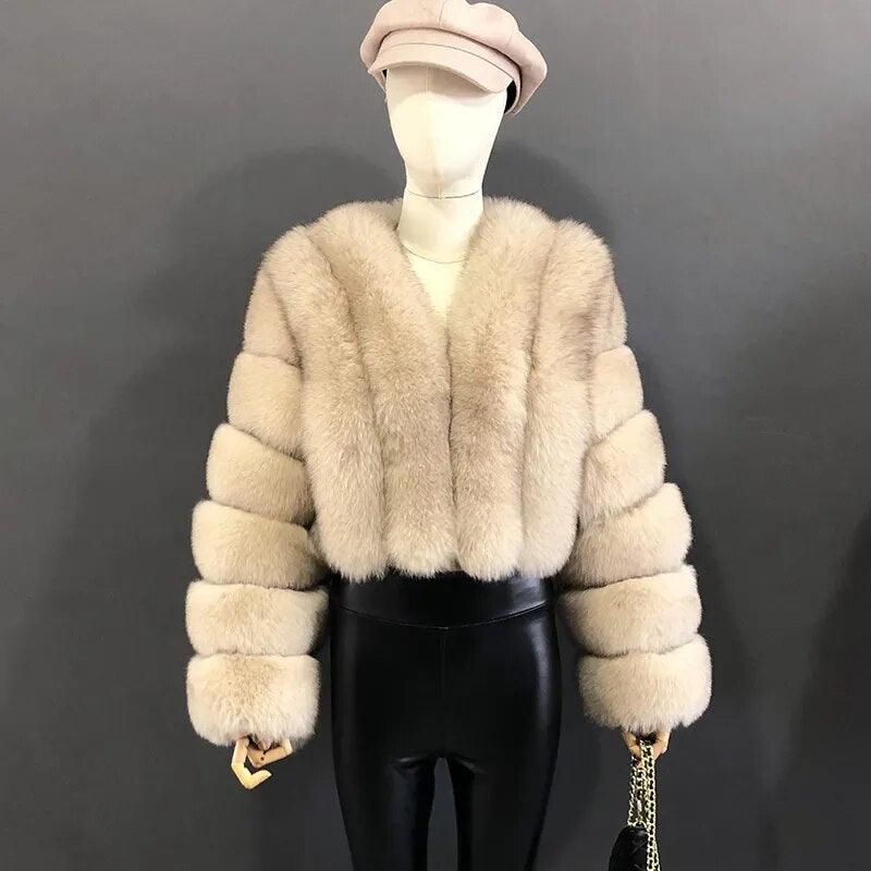 Fox Fur Jacket Short Style Clothing Full Length Sleeve Coat