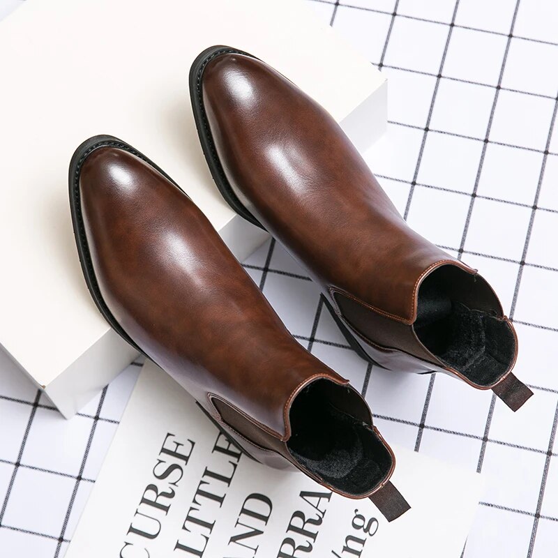 Men PU Brown Fashion Versatile Classic Ankle Boots