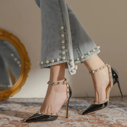 Classy Formal & Casual Rivet High Heels Pointy Toe Shoes