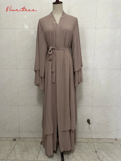 Chiffon Abaya Casual With Belt NO Scarf