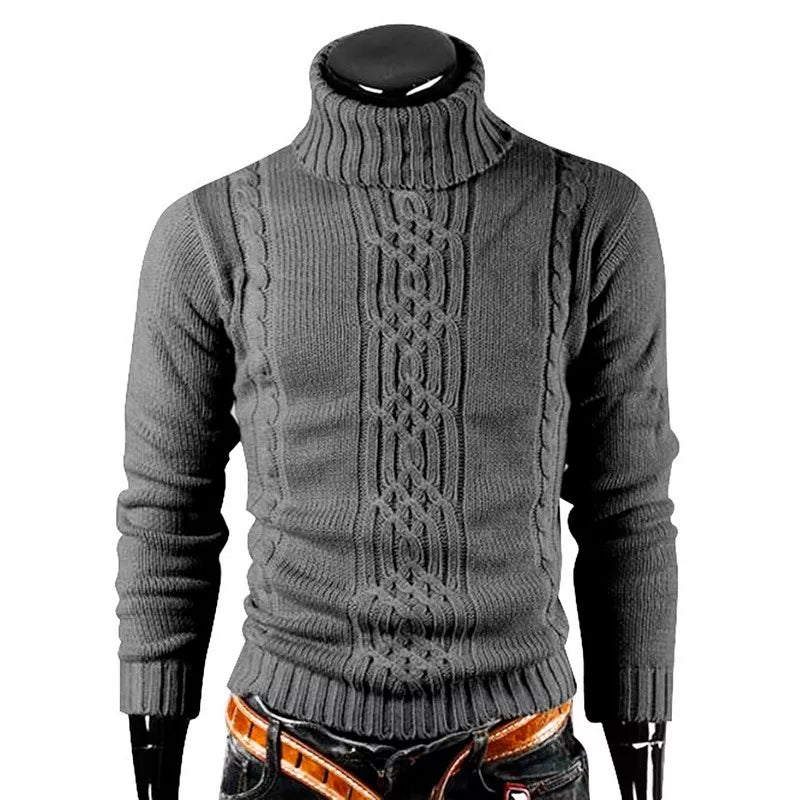 Men's Warm Sweater Long Sleeve Turtleneck Knitted Pullover