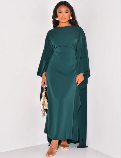 Elegant Round Neck High Waist Loose Modern Abaya