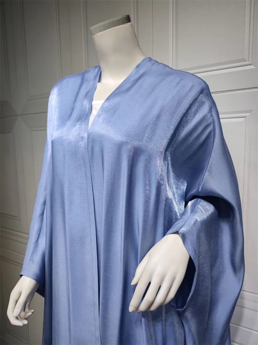 Stunning Modest Moroccan Style Casual Open Abaya Silk Satin