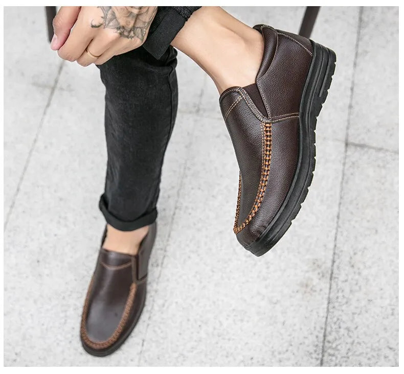 Men Loafers Light Leather Casual Comfortable Shoes