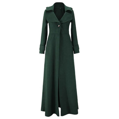 Long Wool Coat Winter Slim Elegant One Button Windbreaker