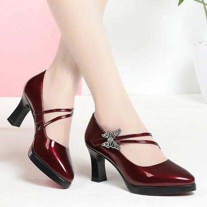 High-heeled Leather Catwalk Shoes