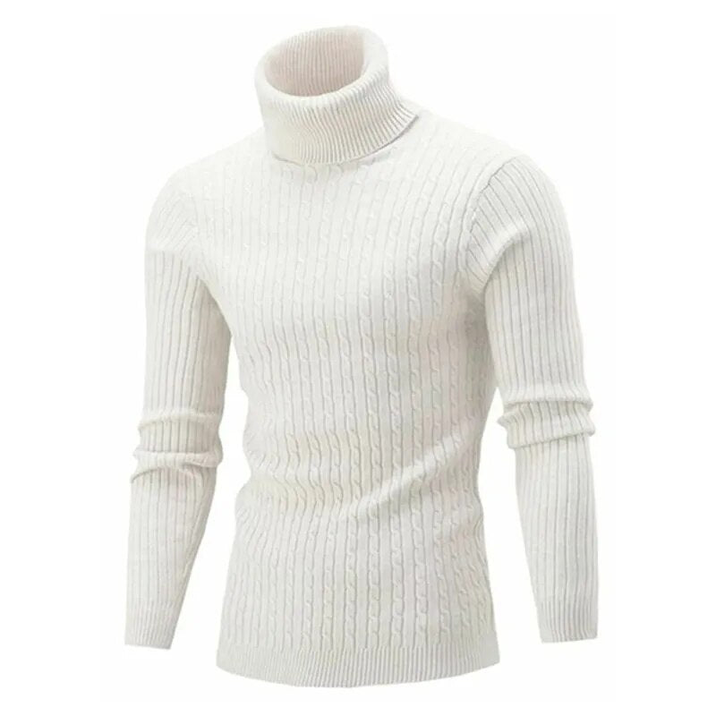 Men's Warm Sweater Long Sleeve Turtleneck Knitted Pullover