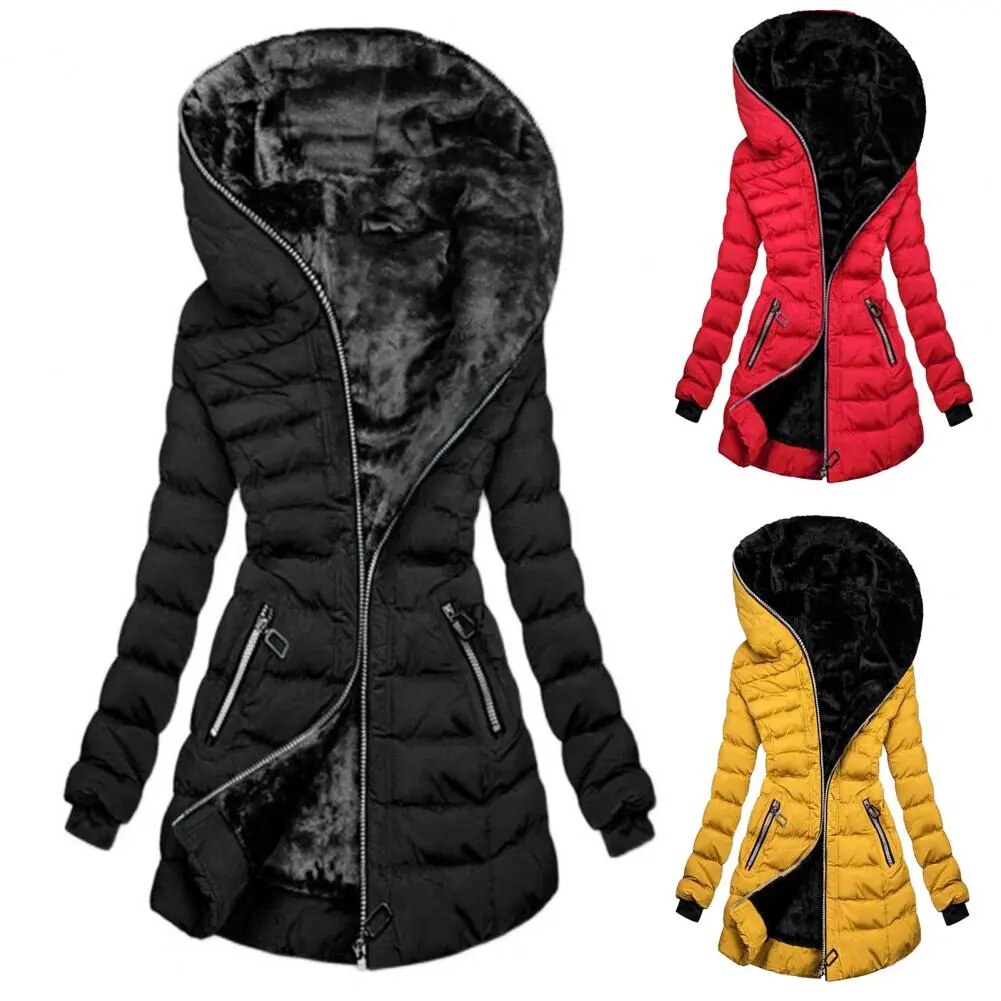 Hooded Quilted Long Winter Coat