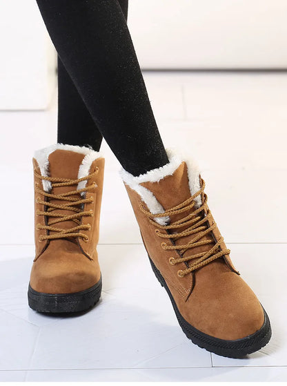 Winter Fur Low Heel Snow Ankle Boots