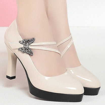 High-heeled Leather Catwalk Shoes