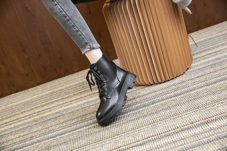 Women's Leather Lace-up Ankle Boots