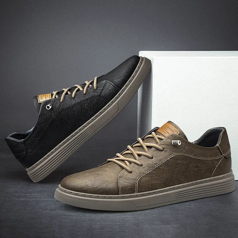 Men's Casual Cow Leather Lace Up Shoes Plus Sizes Available