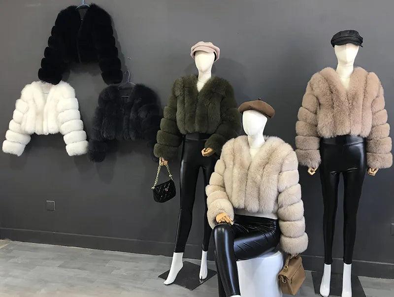 Fox Fur Jacket Short Style Clothing Full Length Sleeve Coat