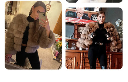 Real Fox Fur Coat Women Winter Warm Luxury Fur Jacket Plus