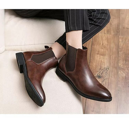 Men PU Brown Fashion Versatile Classic Ankle Boots