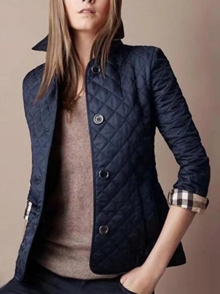 Warm Thin Temperament Commuting Coats for Women Single-breasted Slim Fit