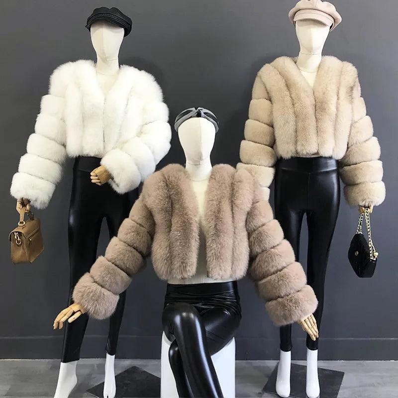 Fox Fur Jacket Short Style Clothing Full Length Sleeve Coat