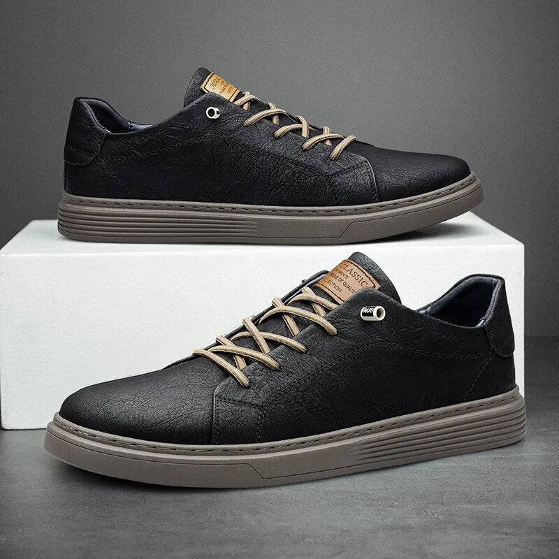 Men's Casual Cow Leather Lace Up Shoes Plus Sizes Available