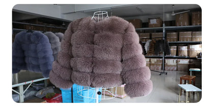 Real Fox Fur Coat Women Winter Warm Luxury Fur Jacket Plus