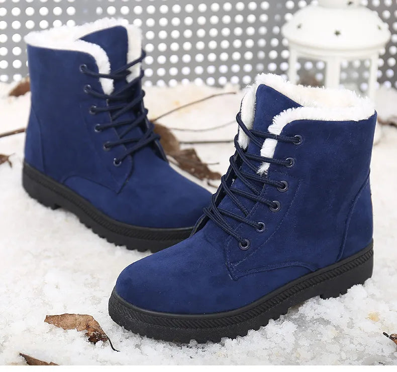 Winter Fur Low Heel Snow Ankle Boots