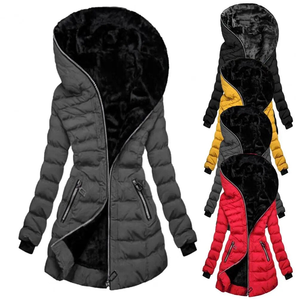 Hooded Quilted Long Winter Coat