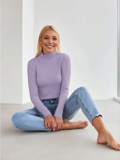 Short Turtleneck Sweaters Slim Pullover Knitted Soft Warm