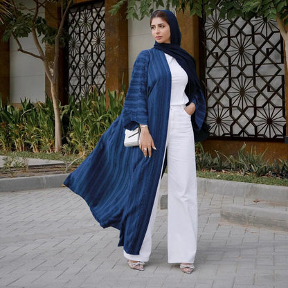 Light Abaya Solid Striped Retro Middle Eastern Saudi Style