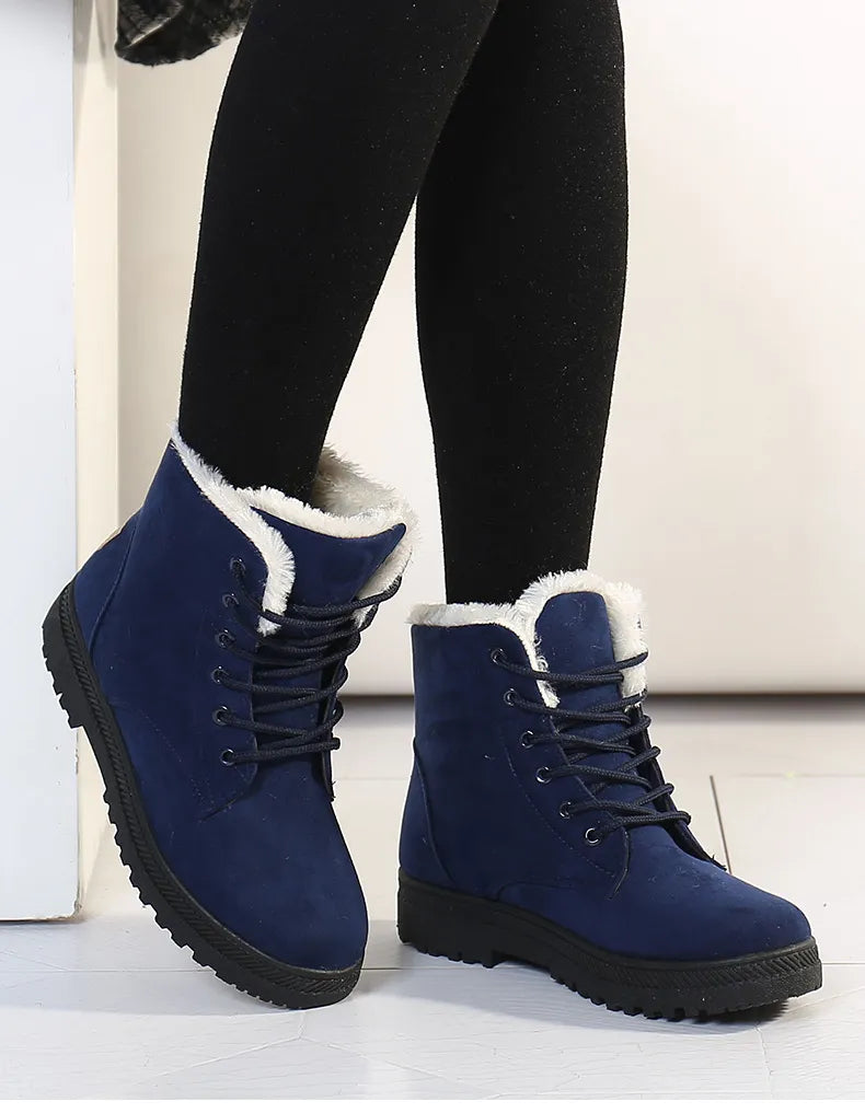 Winter Fur Low Heel Snow Ankle Boots