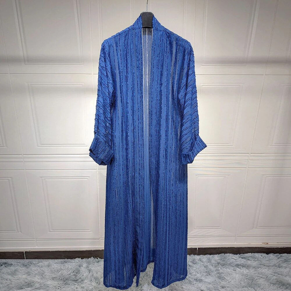 Light Abaya Solid Striped Retro Middle Eastern Saudi Style