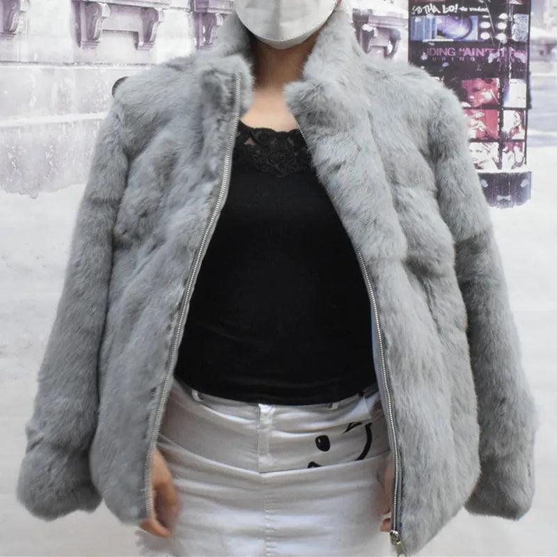 Natural Rabbit Fur Coat