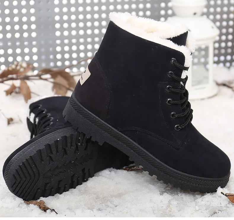 Winter Fur Low Heel Snow Ankle Boots