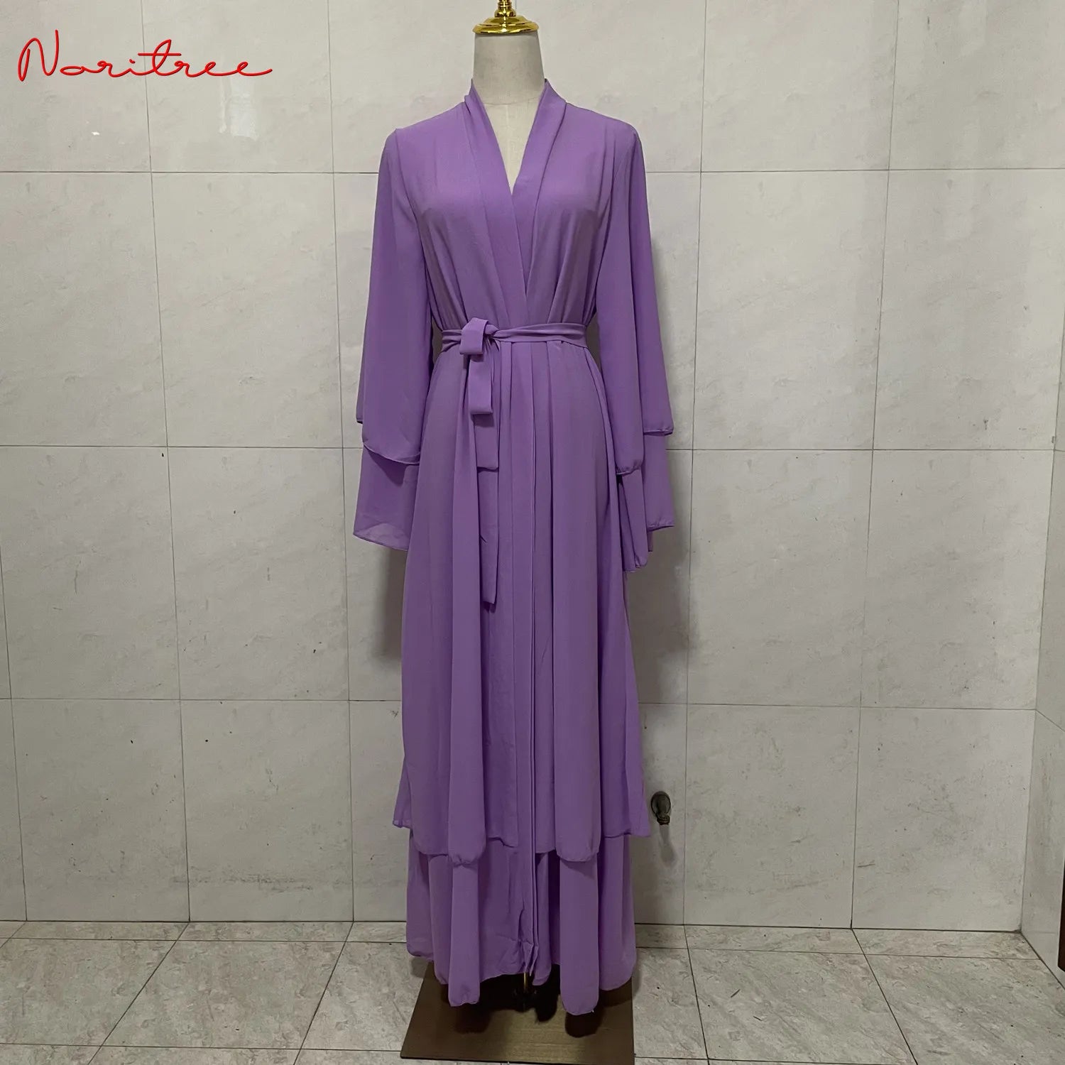 Chiffon Abaya Casual With Belt NO Scarf