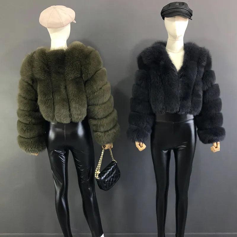 Fox Fur Jacket Short Style Clothing Full Length Sleeve Coat