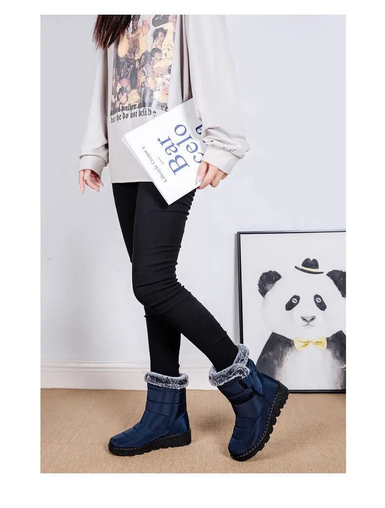 Waterproof Winter Faux Fur Snow Warm Cotton Ankle Boots