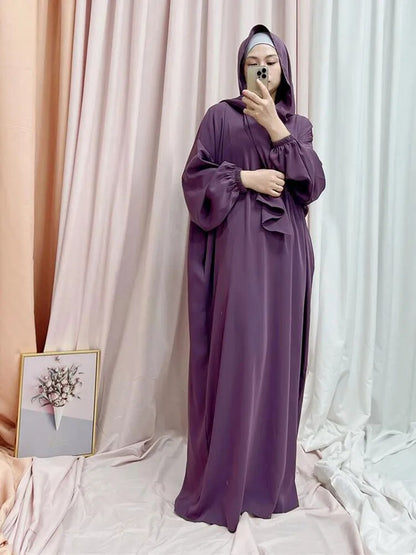 Simple Hooded Abaya Jilbab One Piece Modest Abayas