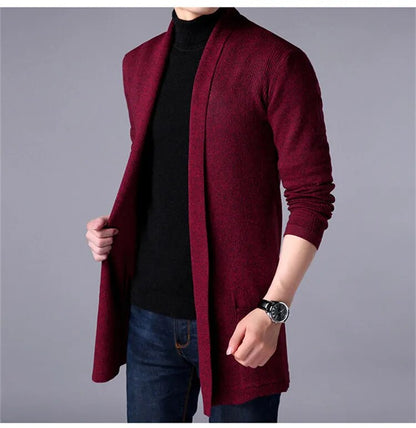 Men's Casual Hooded Knited Large Size Cardigan Long Sleeve